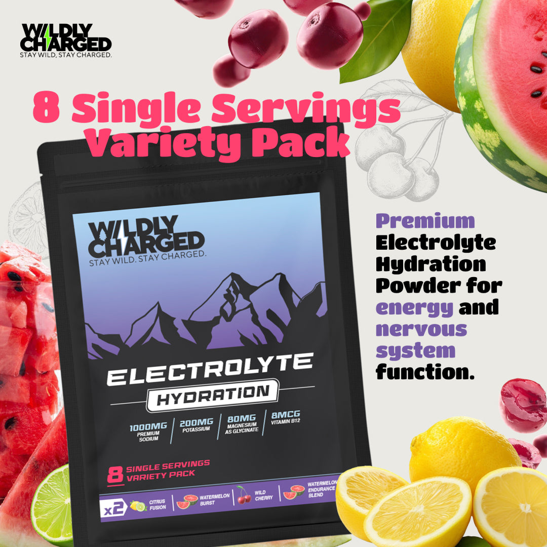 Wildly Charged Electrolyte Hydration Powder - 8 Single Servings Variety Pack